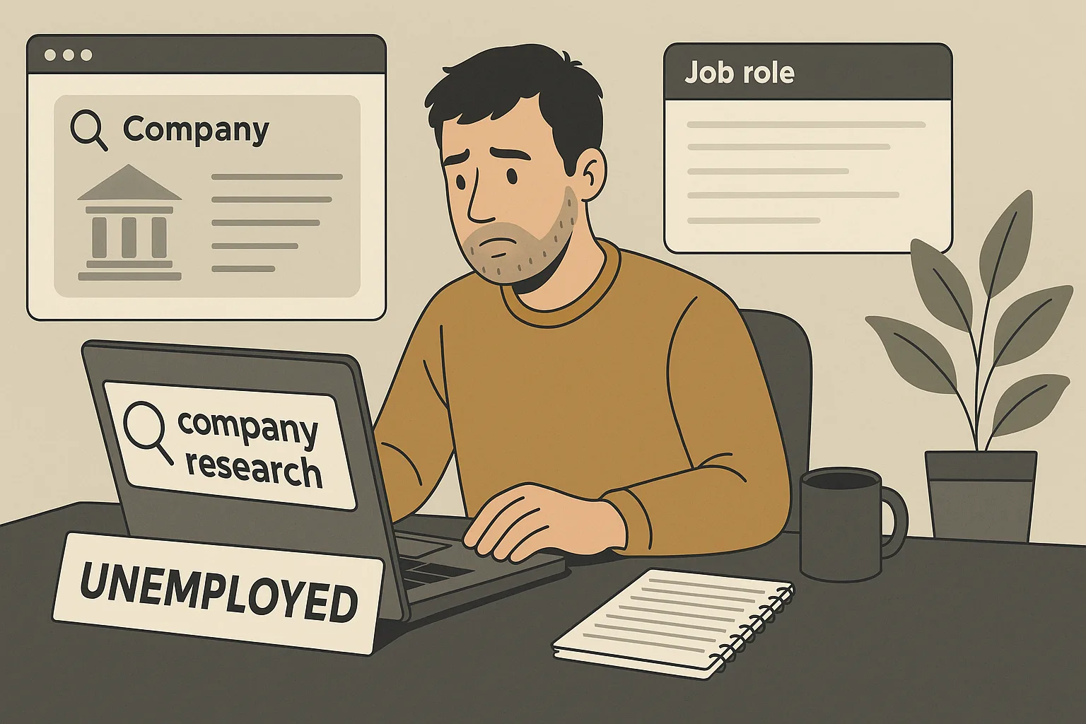 unemployed man search for jobs
